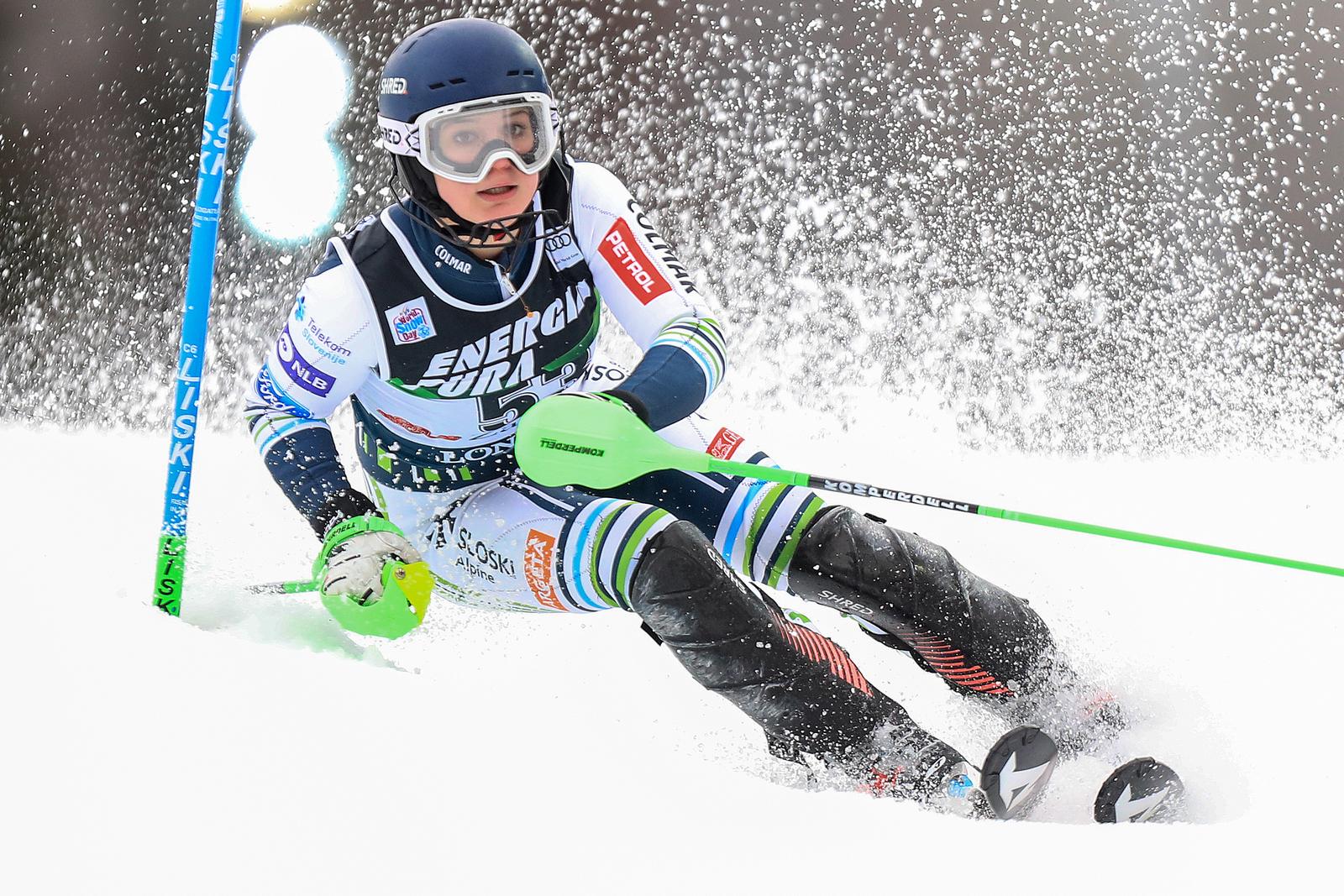 03.01.2021., Zagreb - Prva voznja zenskog slaloma Audi FIS Svjetskog skijaskog kupa Snow Queen Trophy.  Andreja Slokar, Slovenija.
Photo: Slavko Midzor/PIXSELL