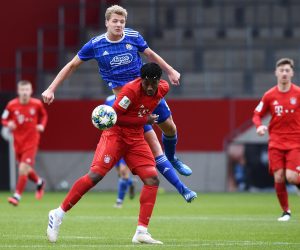 04.03.2020., FC Bayern Campus, Muenchen, Njemacka - UEFA Liga mladih, osmina finala, FC Bayern Muenchen - GNK Dinamo. Leon Sipos , Bright Akwo Arrey-Mbi Photo: Marko Lukunic/PIXSELL