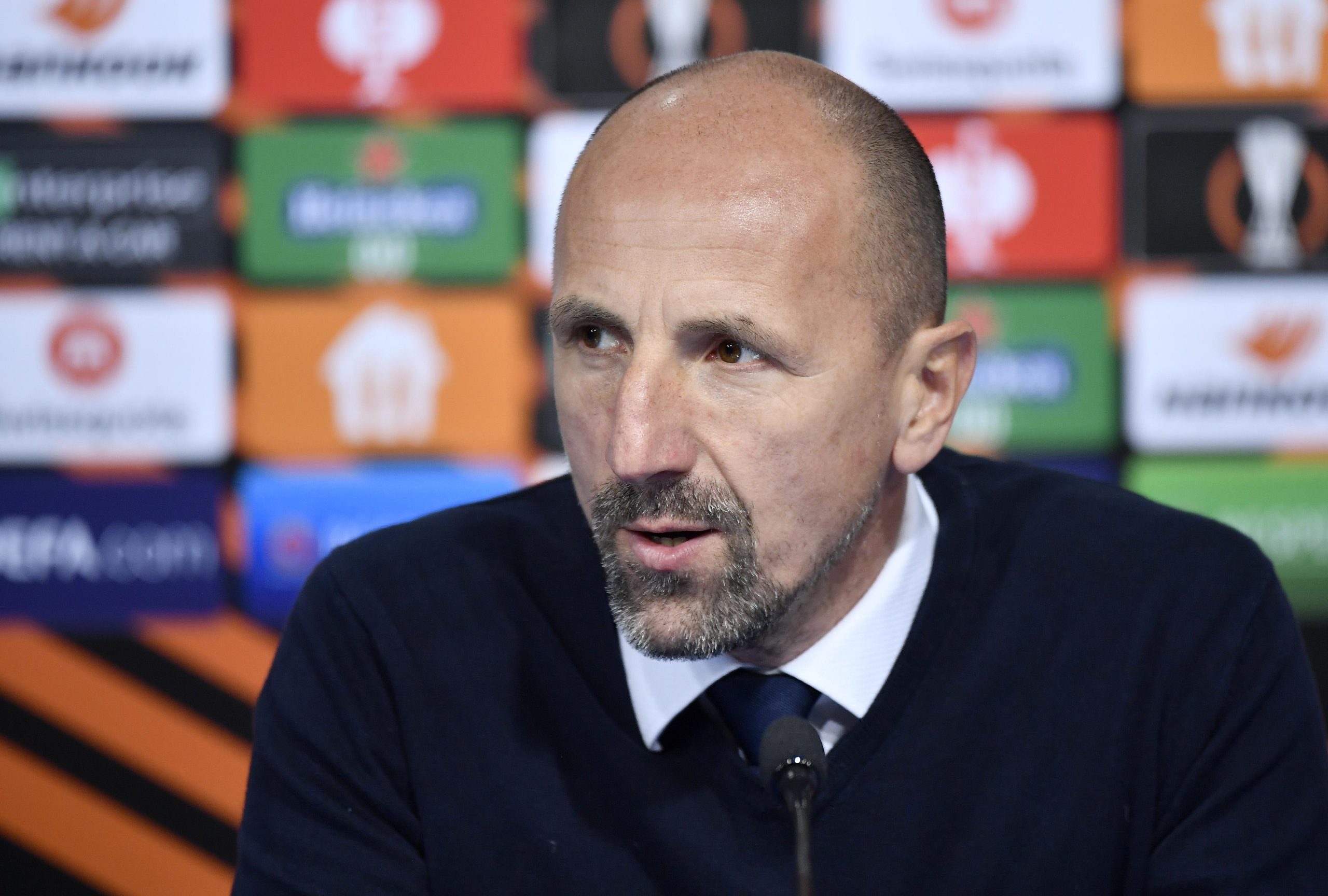 04.11.2021., stadion Maksimir, Zagreb - Trener GNK Dinamo Damir Krznar i Komnen Andric odrzali konferenciju za medije nakon utakmice GNK Dinamo - Rapid Wien.
