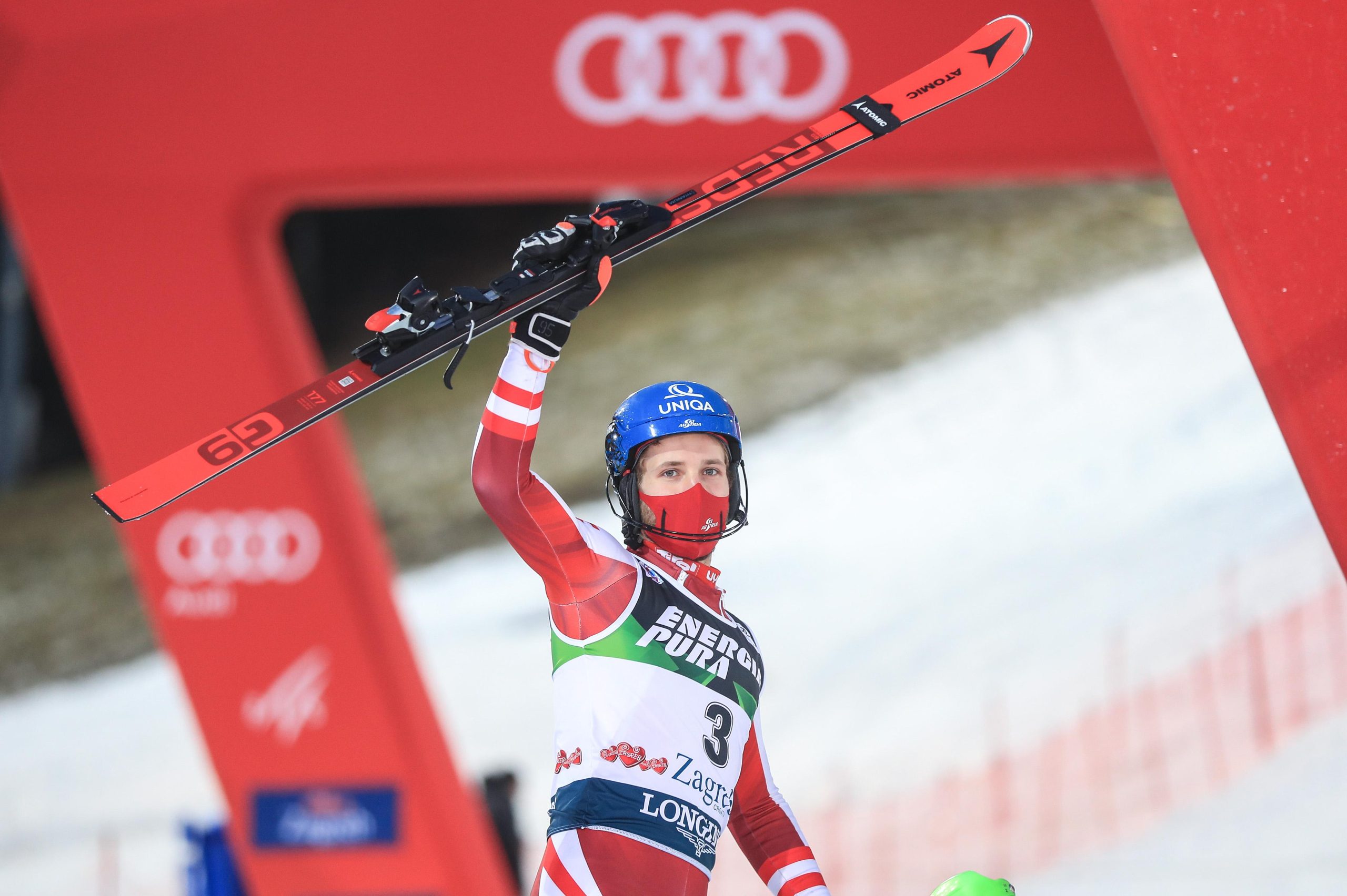 06.01.2021., Zagreb - Druga voznja muskog slaloma Audi FIS Svjetskog skijaskog kupa Snow Queen Trophy.  Marco Schwarz Photo: Slavko Midzor/PIXSELL