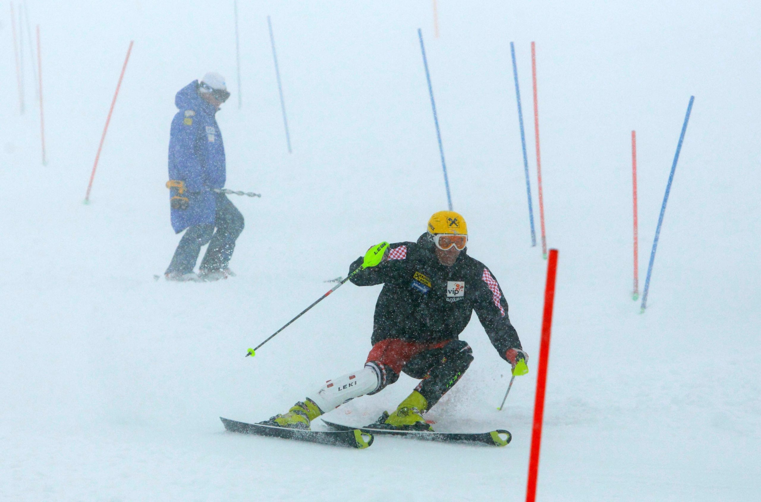 17.03.2011.,Lenzerheide , Svicarska - Zavrsnica svjetskog skijaskog kupa. Ivica Kostelic na treningu. Danasnja muska utrka  Super G -a otkazana je zbog losih vremenskih uvjeta na stazi.
Photo: Zeljko Lukunic/PIXSELL