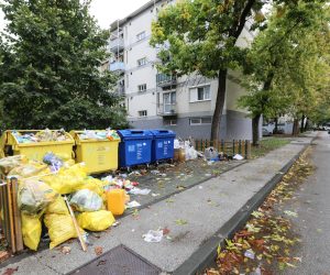 11.10.2021.,Zagreb, U zagrebackom naselju Gajnice, nagomilan komunalni otpad, otpad za reciiklazu,plastika te stari papir, a kako navodi stanovnik Gajnica, neodgovorni gradjani odbacili su i zivotinjski otpad, tj pokvareno meso. 
Photo: Robert Anic/PIXSELL