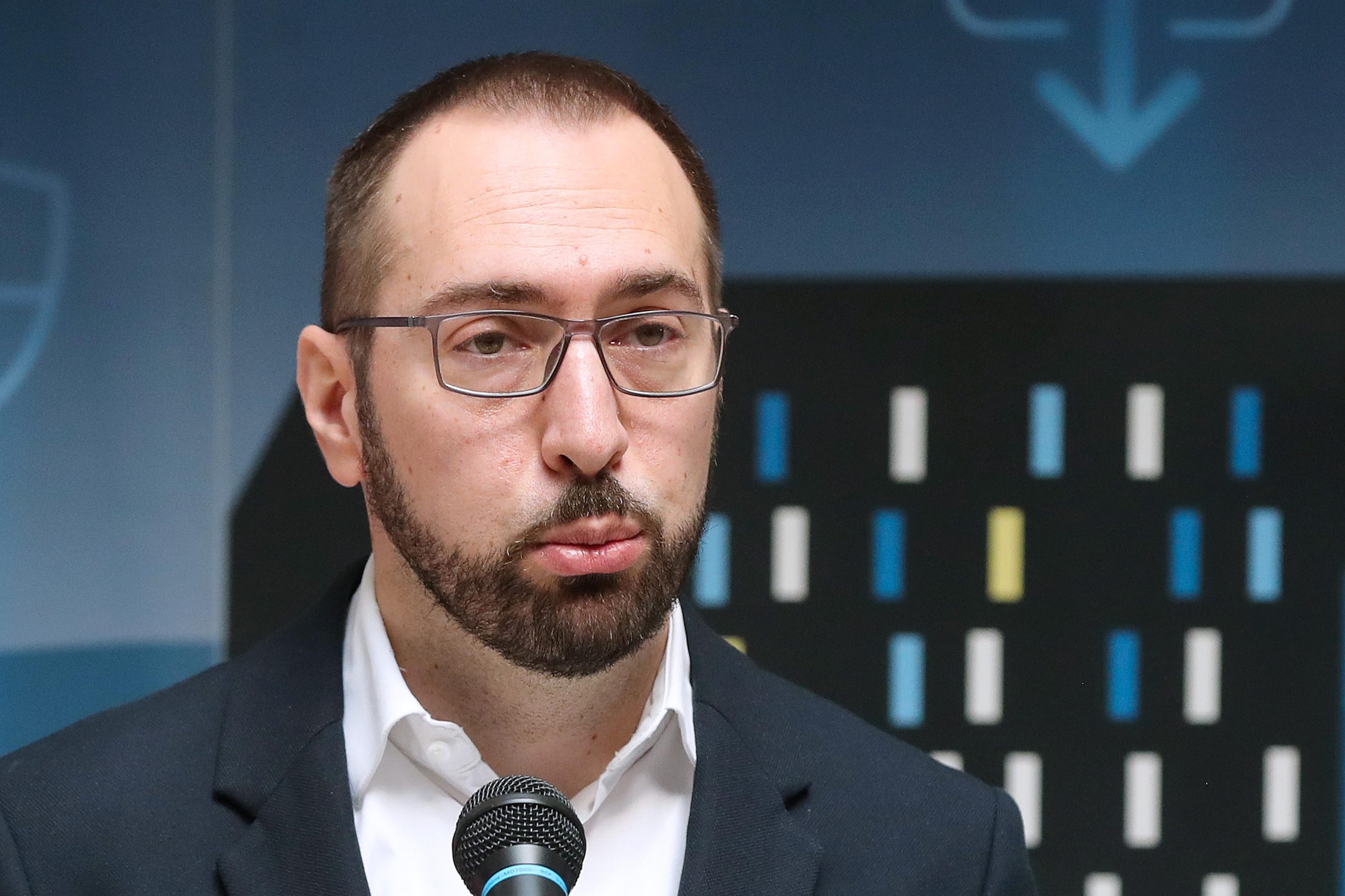 19.10.2021., Zagreb - Gradonacelnik Grada Zagreba Tomislav Tomasevic sa suradnicima odrzao je konferenciju za medije u predvorju Gradske uprave. Tomislav Tomasevic. 
Photo: Goran Stanzl/PIXSELL