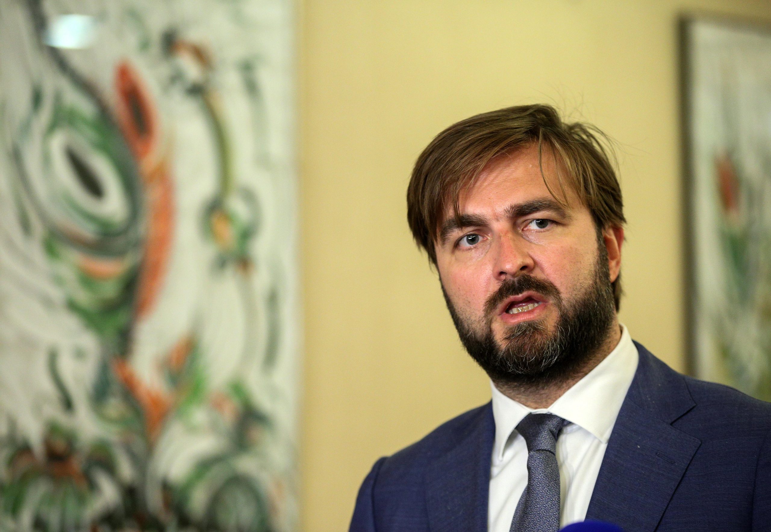 26.10.2021., Zagreb - Odrzan je 2. sastanak Zajednickog povjerenstva za provedbu i promicanje gospodarske suradnje izmedju Vlade RH i Vlade Republike Azerbajdzan. Ministar gospodarstva Tomislav Coric i ministar kulture Republike Azerbajdzana Anar Karimov dali su izjave za medije.