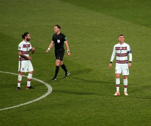 27, March, 2021, Belgrade - The match of the second round of Group A qualification for the 2022 World Cup between the football national teams of Serbia and Portugal was played at the Rajko Mitic Stadium. Sergio Oliveira, #14 (Portugal) , Cristiano Ronaldo, #7  (Portugal). Photo: Antonio Ahel/ATAImages

27, mart, 2021, Beograd -  Utakmica drugog kola grupe A kvalifikacija za Svetsko prvenstvo 2022. godine izmedju fudbalskih reprezentacija Srbije i Portugala odigrana na stadionu Rajko Mitic. Photo: Antonio Ahel/ATAImages