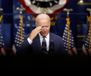U.S. President Joe Biden delivers remarks on his Build Back Better infrastructure agenda at the NJ TRANSIT Meadowlands Maintenance Complex in Kearny, New Jersey, U.S., October 25, 2021. REUTERS/Jonathan Ernst