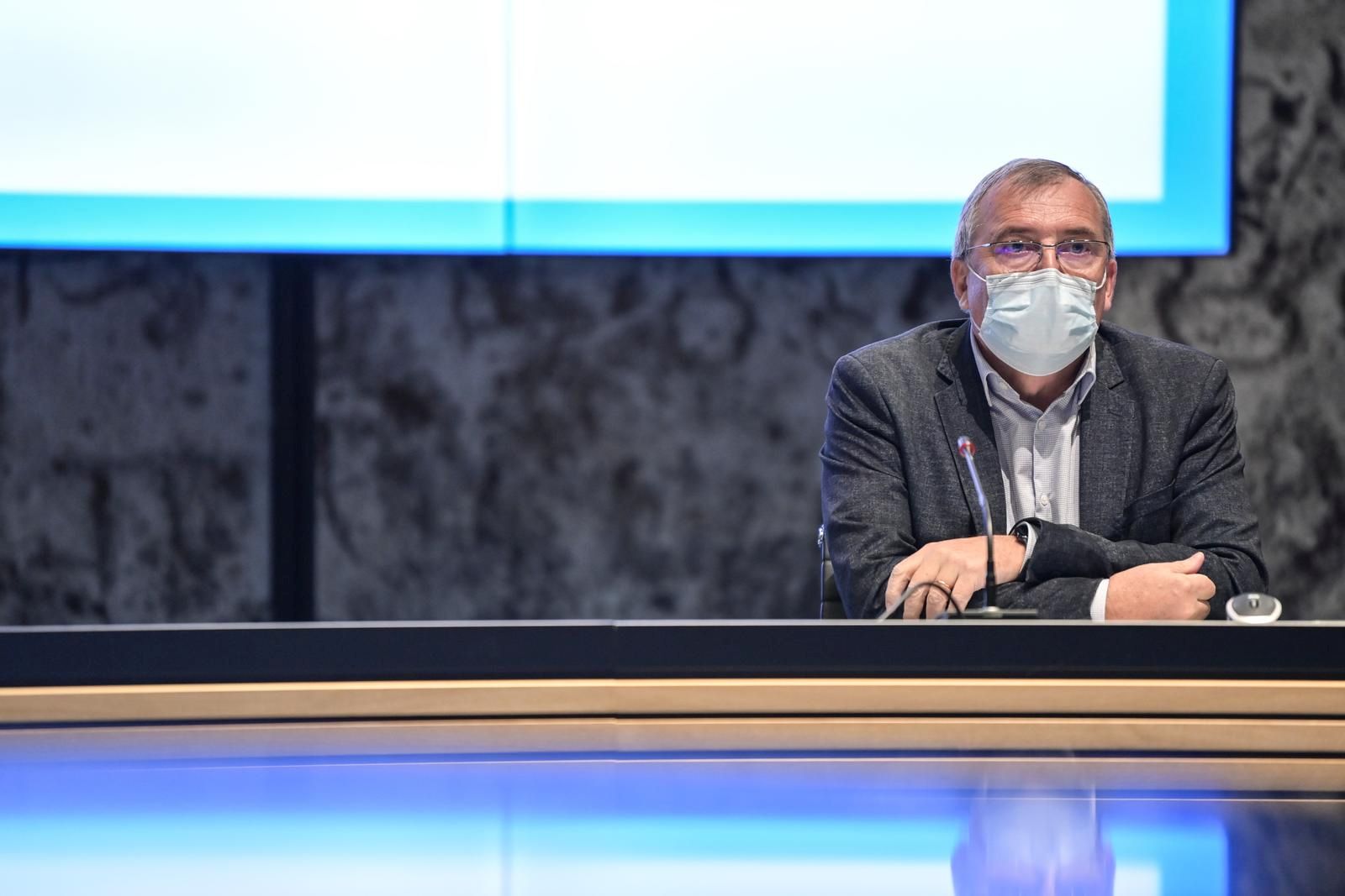 05.11.2021., Zagreb -  U glavnoj dvorani Kongresnog centra Nacionalne i sveucilisne knjiznice odrzana je konferencija za medije Stozera civilne zastite RH.