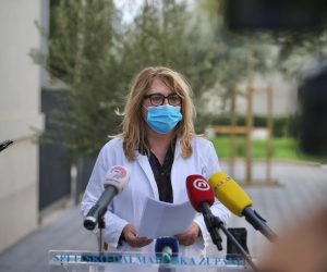 13.11.2020., Split - Ispred zgrade Nastavnog zavoda za javno zdravstvo Splitsko-dalmatinske zupanije medijima se obratila ravnateljica splitskog Nastavnog zavoda za javno zdravstvo prim.dr.sc. Zeljka Karin. Photo: Ivo Cagalj/PIXSELL