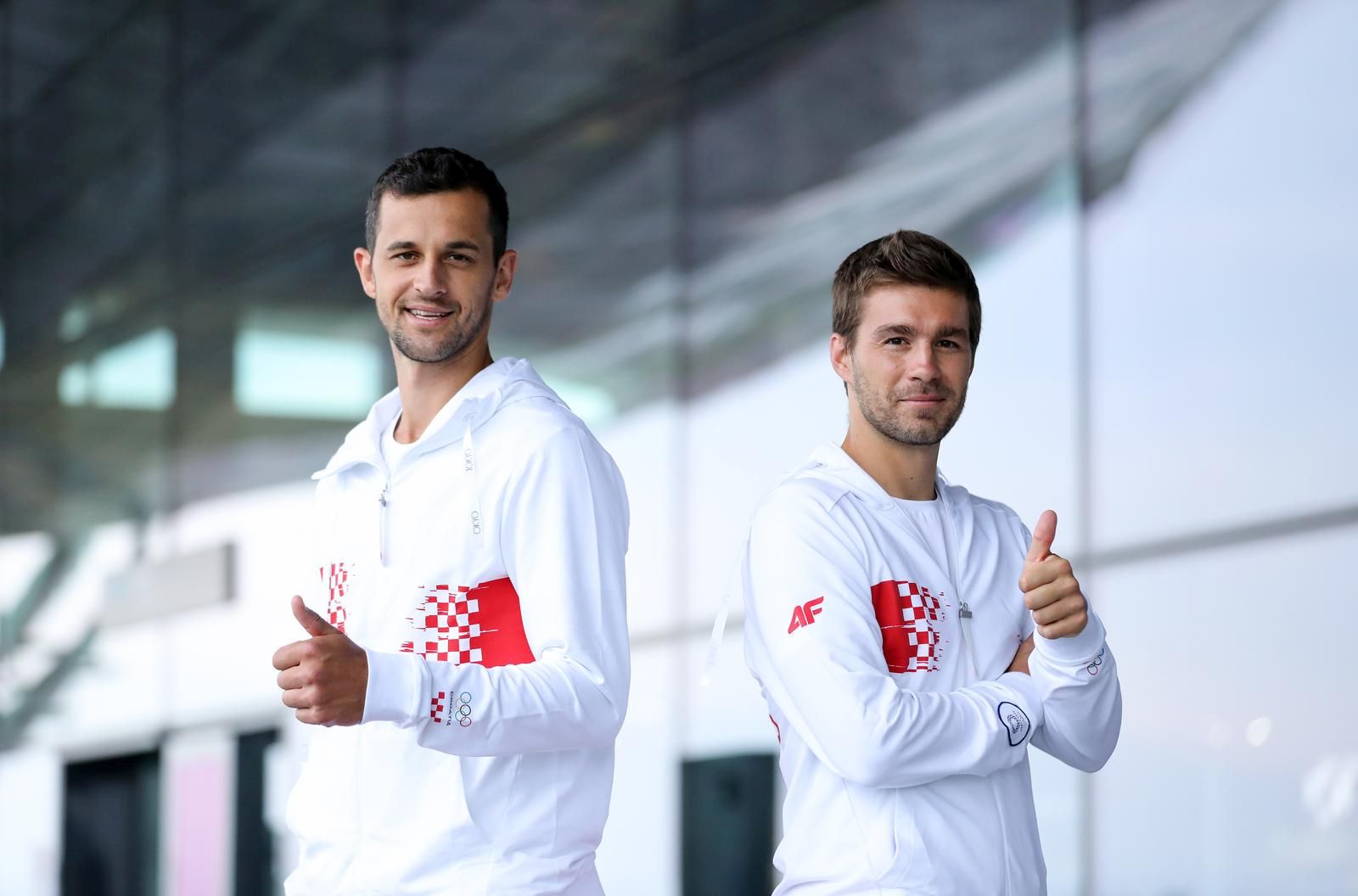 19.07.2021., Zagreb - Odlazak hrvatskih olimpijaca u Tokio sa Zracne luke dr Franjo Tudjman. Mate Pavic i Nikola Mektic. Photo: Emica Elvedji/PIXSELL