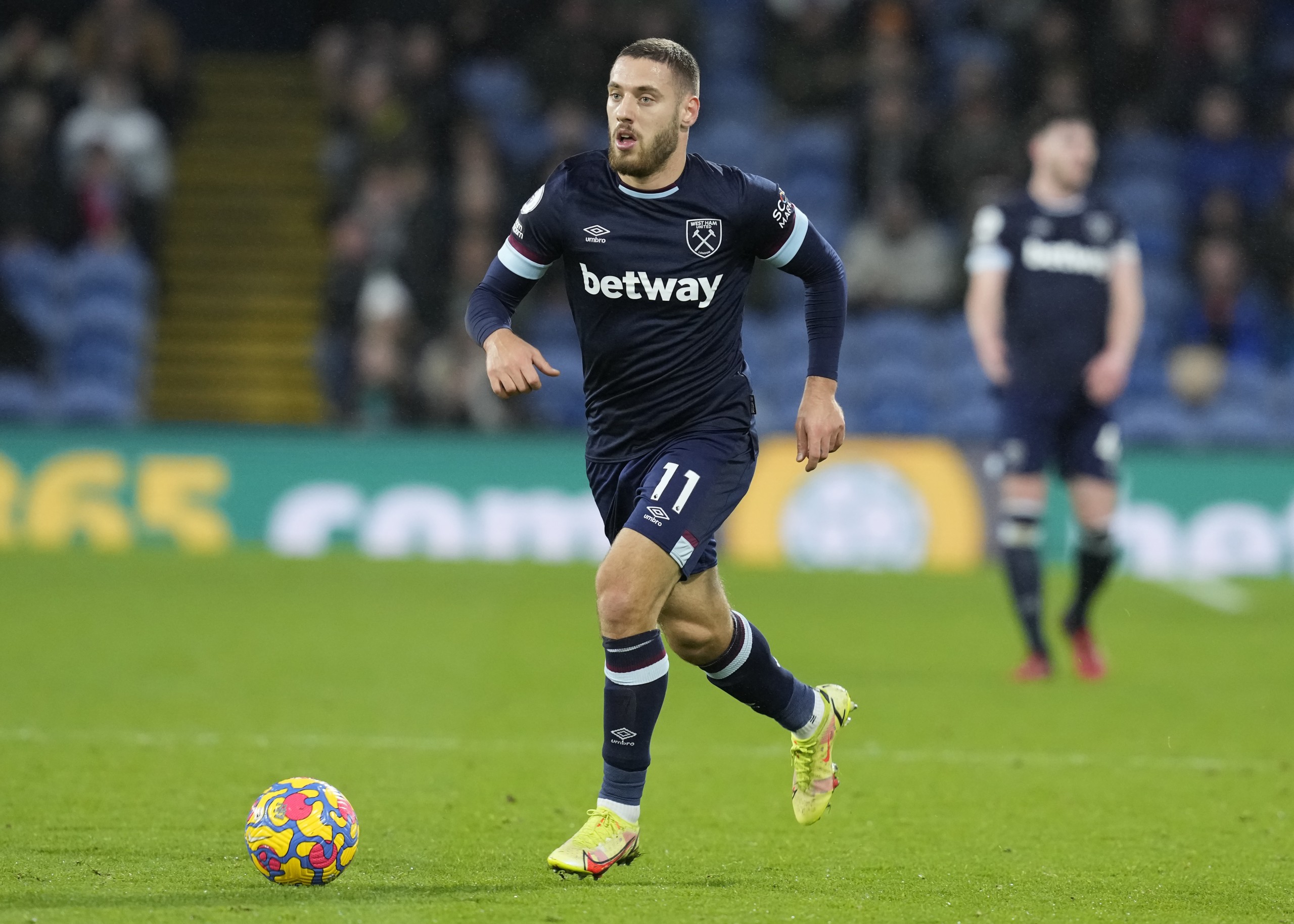 December 12, 2021, Burnley, United Kingdom: Burnley, England, 12th December 2021. Nikola Vlasic of West Ham United during the Premier League match at Turf Moor, Burnley. Picture credit should read: Andrew Yates / Sportimage(Credit Image: © Andrew Yates/CSM via ZUMA Wire) (Cal Sport Media via AP Images)