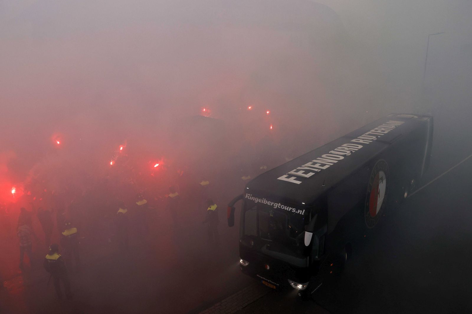epa09649835 The coach of Feyenoord Rotterdam arrives to the Kuip stadium, Rotterdam, The Netherlands, 19 December 2021, prior to the Dutch Eredivisie soccer match between Feyenoord Rotterdam and Ajax Amsterdam. The match takes place without spectators as the Netherlands entered a hard lockdown starting from 19 December 2021 until at least 14 January 2022 to curb the rapid spread of the Omicron variant of SARS-CoV-2.  EPA/MAURICE VAN STEEN
