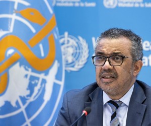 epa09651883 Tedros Adhanom Ghebreyesus, Director General of the World Health Organization (WHO), talks to the media regarding the coronavirus COVID-19 and WHO's global health priorities in 2022, during a new press conference, at the World Health Organization (WHO) headquarters in Geneva, Switzerland, 20 December 2021.  EPA/SALVATORE DI NOLFI
