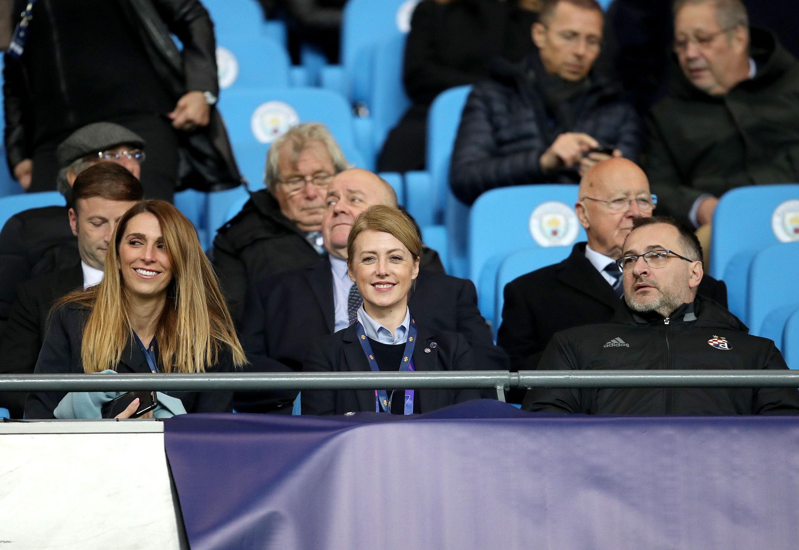 01.10.2019., stadion Etihad, Manchester, Engleska - UEFA Lige prvaka, skupina C, 2. kolo, Manchester City - GNK Dinamo. Vlatka Peras, Amra Peternel, Kresimir Antolicr"nPhoto: Igor Kralj/PIXSELL