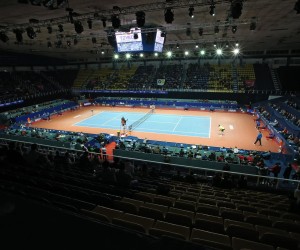 04.02.2015., Dom sportova, Zagreb - 10. ATP turnir PBZ Zagreb Indoors 2015, 2 kolo. Ivo Karlovic (Hrv) - Marcos Baghdatis (Cip). Photo: Sanjin Strukic/PIXSELL