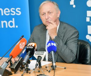 08.09.2021., Kutina - Kutinski gradonacelik Zlatko Babic odrzao je konferenciju za medije vezanu uz posljednja dogadjanja u tvrtki Eko Moslavina.
Photo: Nikola Cutk/PIXSELL