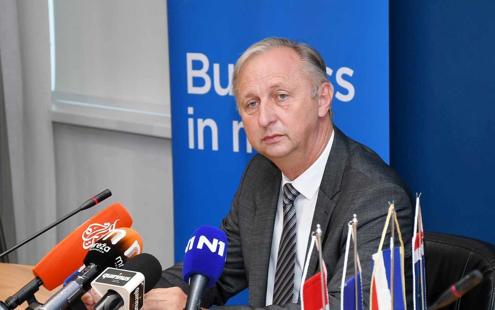 08.09.2021., Kutina - Kutinski gradonacelik Zlatko Babic odrzao je konferenciju za medije vezanu uz posljednja dogadjanja u tvrtki Eko Moslavina.rPhoto: Nikola Cutk/PIXSELL