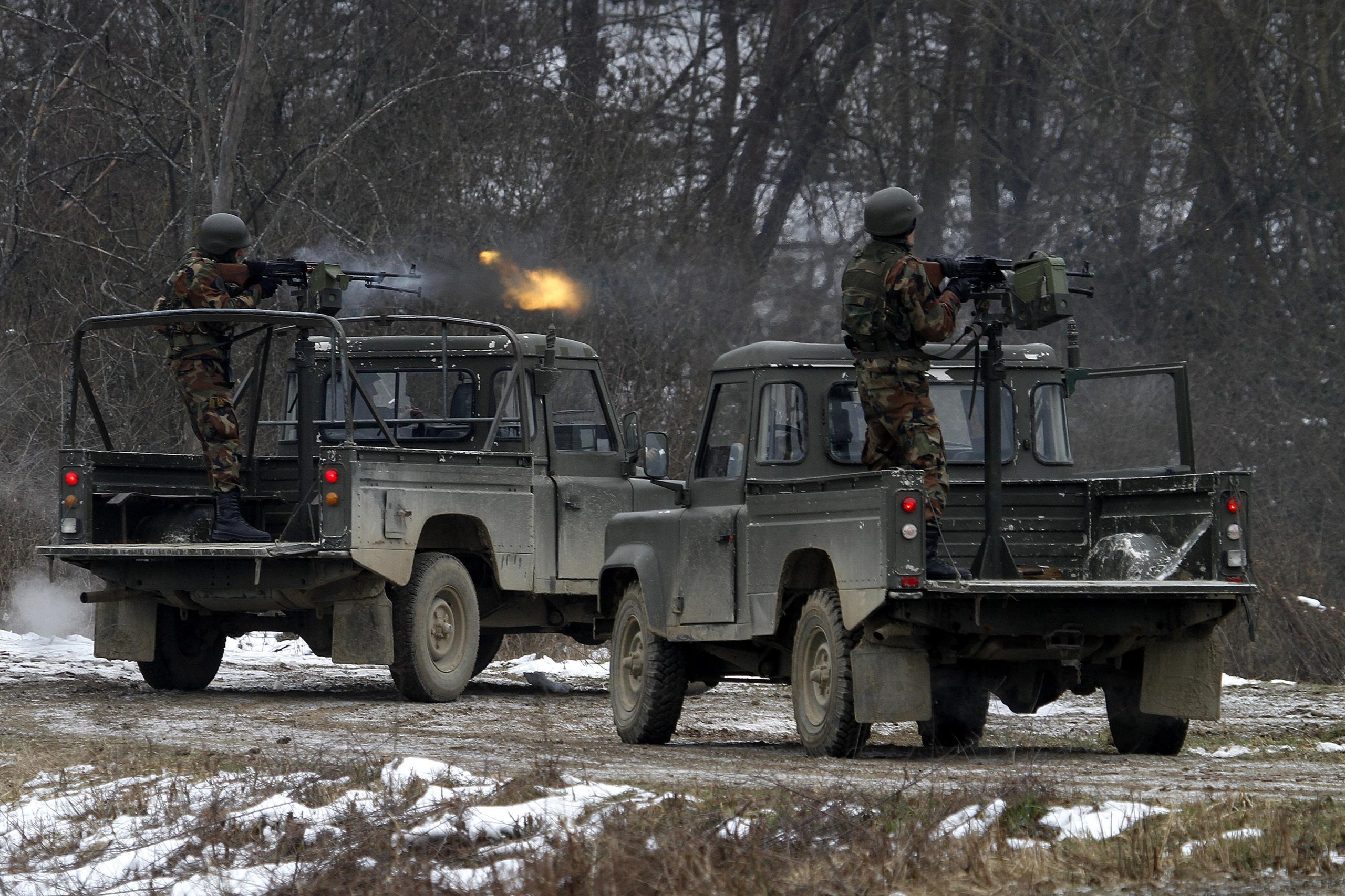31.01.2011., vojni poligon, Gasinci - Zavrsna vojna vjezba hrvatskog kontingenta uoci odlaska u misiju ISAF u Afganistan. 
Photo: Marko Mrkonjic/PIXSELL