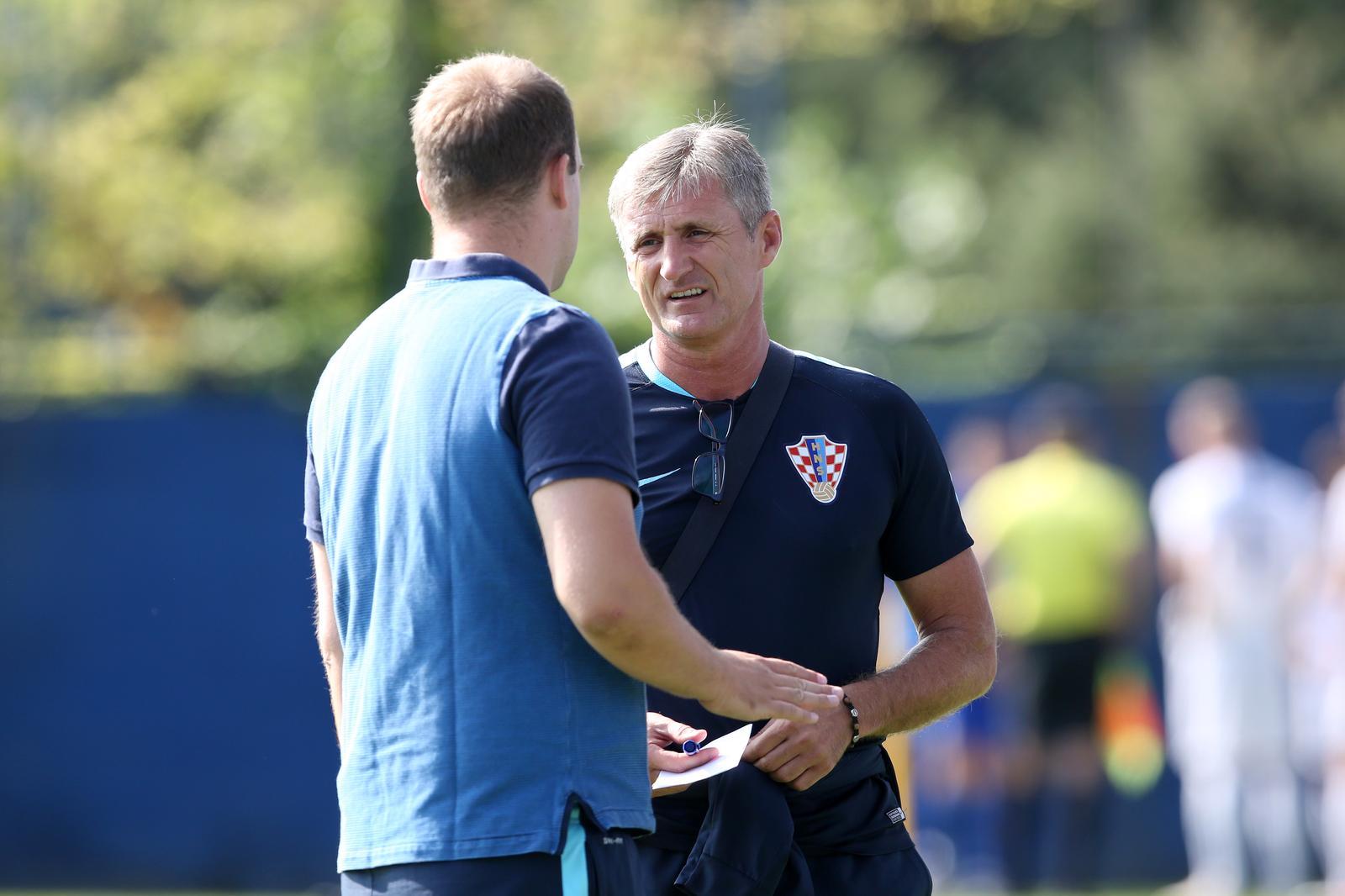 12.08.2018., Zagreb - 16. Internacionalni nogometni turnir "Mladen Ramljak" 2018. Turnir za mljadje uzraste odrzava se na terenu "Hitrec Kacijan". Utakmica Hrvatska U19 – Eintracht Frankfurt (3. mjesto). Trener Hrvatske Robert Jarni. 
Photo: Luka Stanzl/PIXSELL