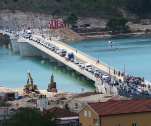 17.07.2018., Trogir - Nakon 50 godina pregovaranja, planiranja, problema s izvodjacima radova, odgodama i kasnjenjima, napokon je svecano otvoren i pusten u promet most koji povezuje Trogir i Ciovo. rPhoto: Ivo Cagalj/PIXSELL