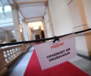 18.06.2020., Zagreb - U palaci HAZU odrzalo se svecano urucenje donacija INA d.d. Hrvatskoj akademiji znanosti i umjetnosti, Muzeju za umjetnost i obrt i Arheoloskom muzeju u Zagrebu, za sanaciju stete nastalu u potresu koji se dogodio u Zagrebu 22.03.2020..rPhoto: Marko Lukunic/PIXSELL