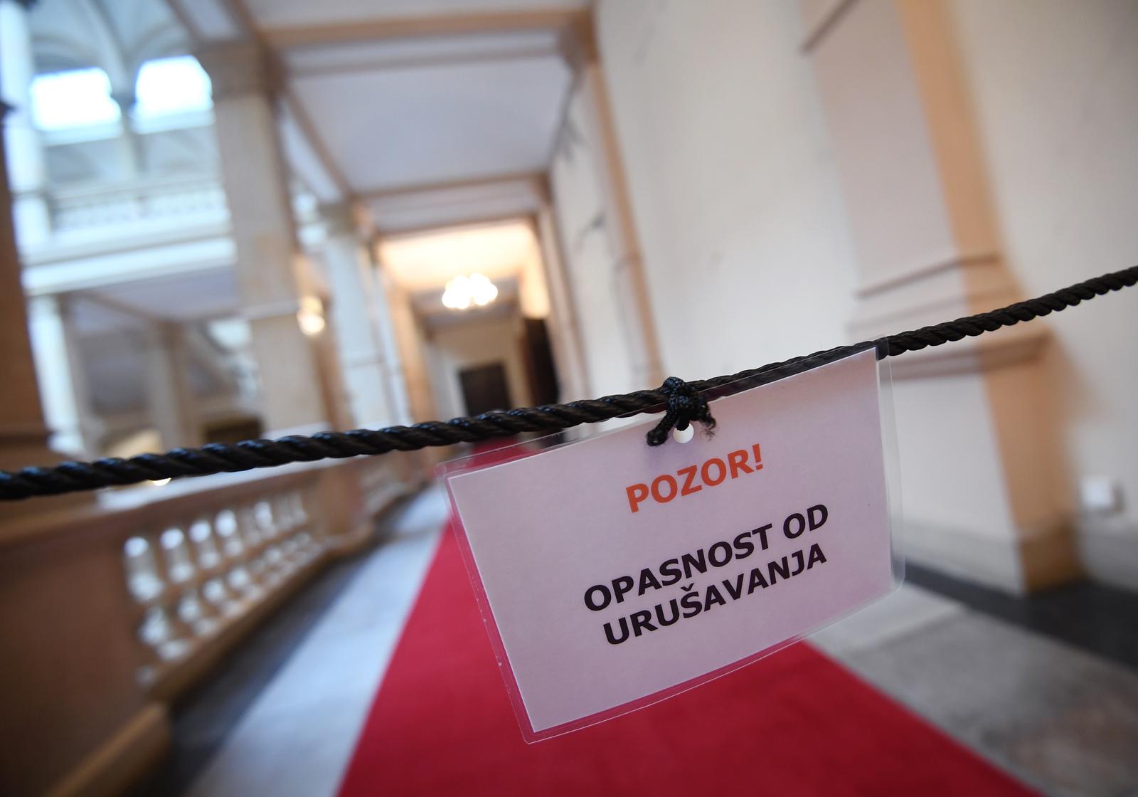 18.06.2020., Zagreb - U palaci HAZU odrzalo se svecano urucenje donacija INA d.d. Hrvatskoj akademiji znanosti i umjetnosti, Muzeju za umjetnost i obrt i Arheoloskom muzeju u Zagrebu, za sanaciju stete nastalu u potresu koji se dogodio u Zagrebu 22.03.2020..rPhoto: Marko Lukunic/PIXSELL