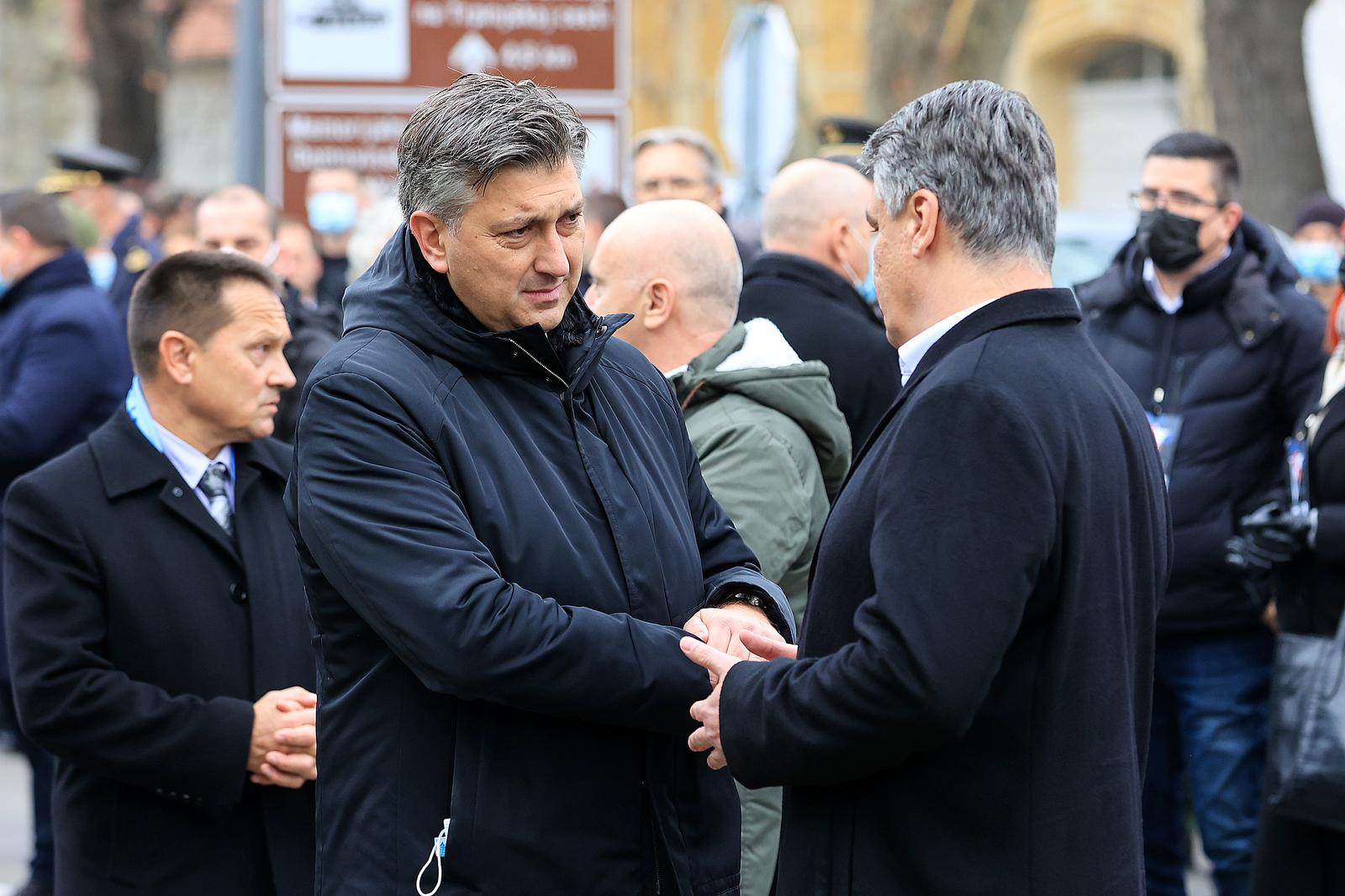 18.11.2021., Vukovar - Obiljezavanje 30. obljetnice vukovarskog stradanja pod nazivom Dan sjecanja na zrtvu Vukovara 1991.- 2021. Zoran Milanovic, Andrej Plenkovic