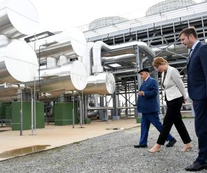 19.11.2019., Bjelovar - Svecano otvorena geotermalna elektrane Velika 1 u Cigleni kraj Bjelovara. Rijec je prvoj geotermalnoj elektrani u Hrvatskoj te najvecoj geotermalnoj elektrani u kontinentalnoj Europi s binarnom tehnologijom 16,5 MW koja pokriva potrebe za elektricnom energijom oko 29.000 kucanstava. Projekt u vlasnistvu tvrtke MB Holding vrijedan je 325 milijuna kuna. 
Photo:Damir Spehar/PIXSELL