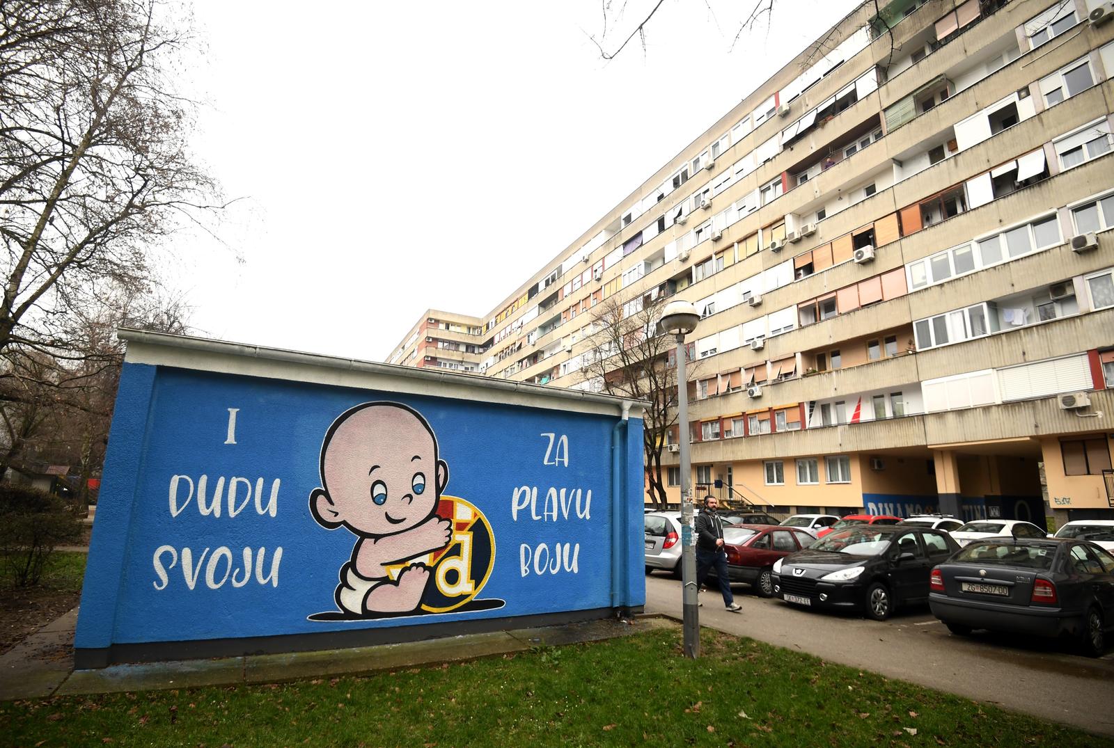 24.01.2021., Zagreb - Grafit posvecen Dinamu u naselju Srednjaci. I dudu svoju za plavu boju. rPhoto: Marko Lukunic/PIXSELL