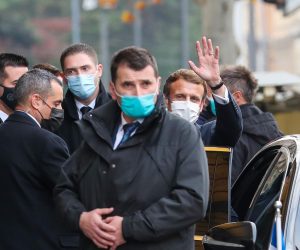 25.11.2021., Zagreb - Francuski predsjednik Emmanuel Macron nakon svecanog rucka u hotelu Esplanade uputio se prema Zracnoj luci Zagreb odakle ce napustiti Hrvatsku.