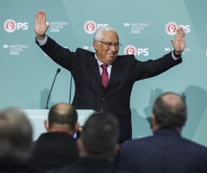 epa09689934 The Secretary-General of Portugal's Socialist Party (PS), Antonio Costa, speaks at the public presentation of the candidates of the PS/Azores in Vila Franca do Campo, Sao Miguel Island, Azores, Portugal, 16 January 2022. Early legislative elections will take place on 30 January to elect a new government and members of parliament after the budget proposed by the Socialist minority government was rejected by the Assembly on 27 October 2021.  EPA/MIGUEL A. LOPES