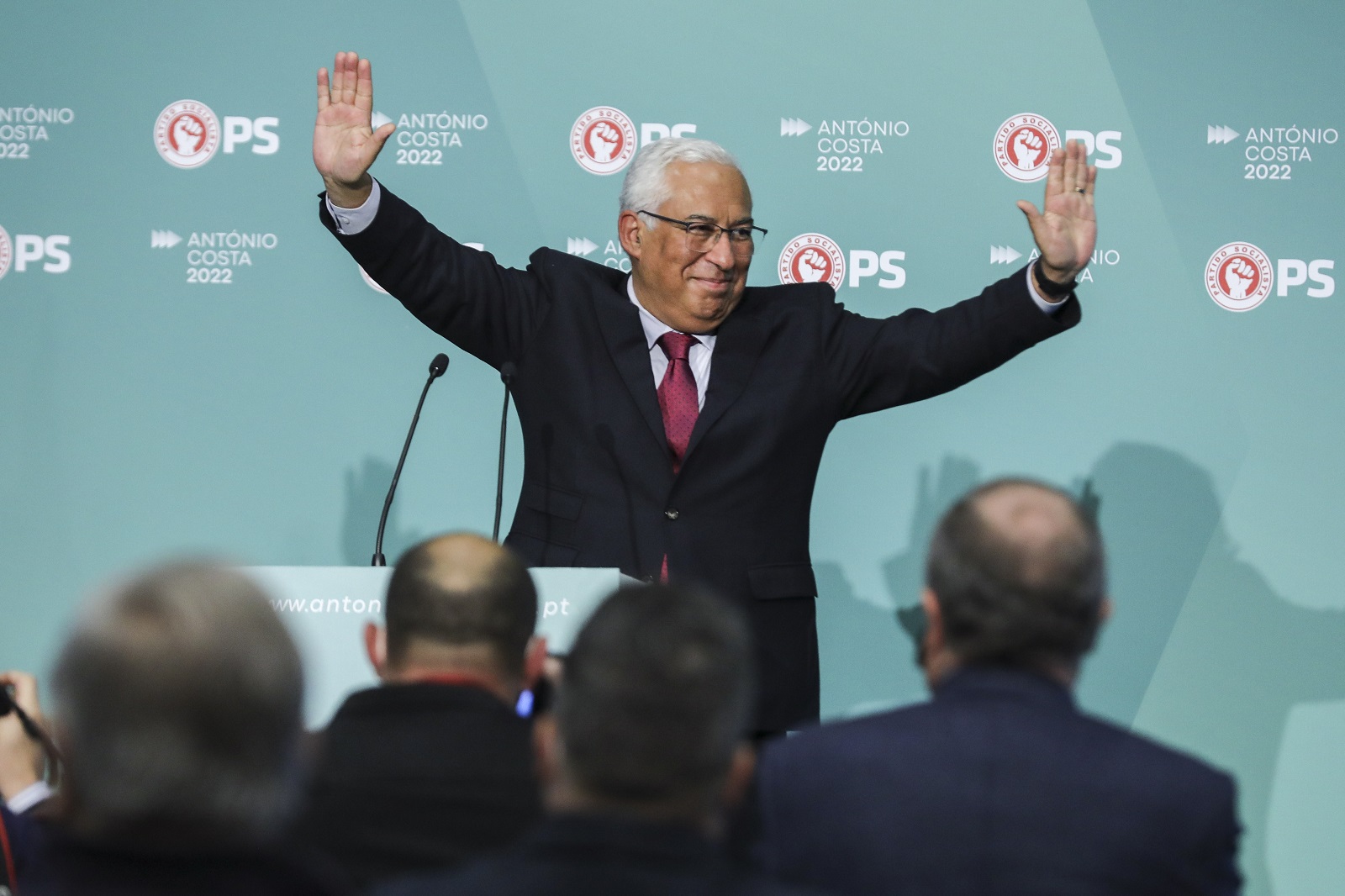epa09689934 The Secretary-General of Portugal's Socialist Party (PS), Antonio Costa, speaks at the public presentation of the candidates of the PS/Azores in Vila Franca do Campo, Sao Miguel Island, Azores, Portugal, 16 January 2022. Early legislative elections will take place on 30 January to elect a new government and members of parliament after the budget proposed by the Socialist minority government was rejected by the Assembly on 27 October 2021.  EPA/MIGUEL A. LOPES