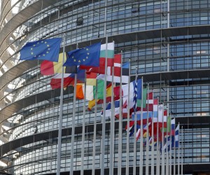 epa09694628 General view of the European Parliament in Strasbourg, France, 19 January 2022. France will chair the European Council from 01 January 2022 to 30 June 2022.  EPA/JULIEN WARNAND