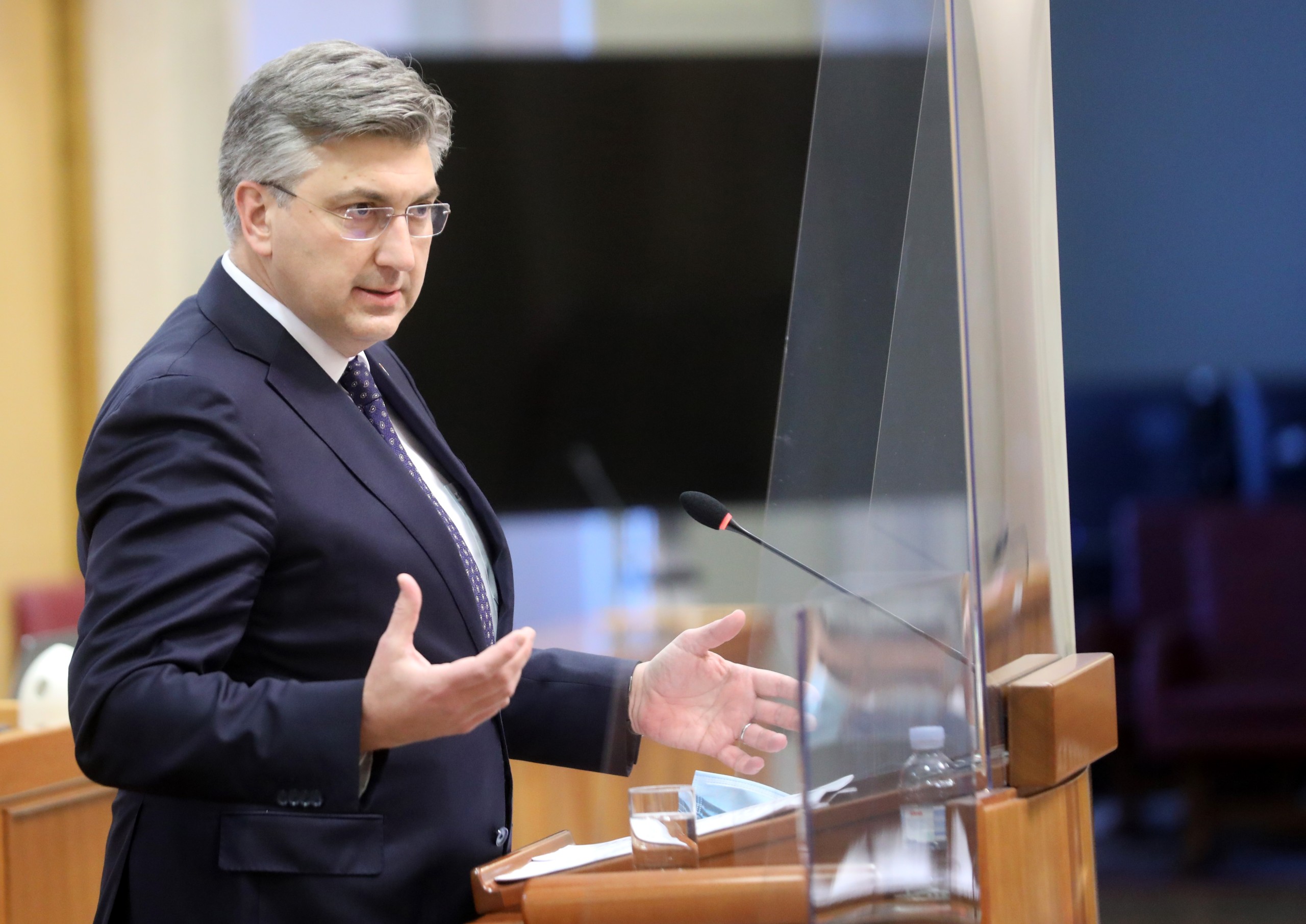 Zagreb, 19.01.2022 - Aktualnim prijepodnevom započela je 10. sjednica Hrvatskog sabora. Na fotografiji Andrej Plenković.  foto HINA/ Daniel KASAP/ dk