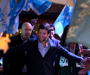 epa09700959 The president of the Social Democratic Center - People's Party (CDS-PP) Francisco Rodrigues dos Santos during an electoral campaign rally for the 2022 Legislative Elections, in Vila Nova de Gaia, Portugal, 21 January 2022. Early legislative elections will take place on 30 January 2022 to elect a new government and the members of the parliament after the budget proposed by the Socialist minority government was rejected by the Assembly of the Republic on 27 October 2021.  EPA/FERNANDO VELUDO