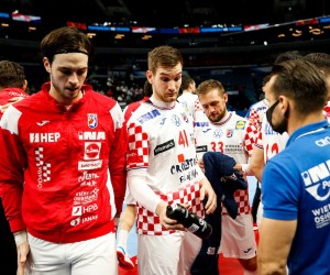 Ivan PESIC (12), Veron NACINOVIC (21), Tin LUCIN (41) and Luka CINDRIC (33) during the handball match Montenegro vs Croatia, Men’s EHF EURO 2022 Hungary, Slovakia, Budapest ,Hungary, 20.01.2021, Mandatory Credit ©  Uros Hocevar / kolektiff