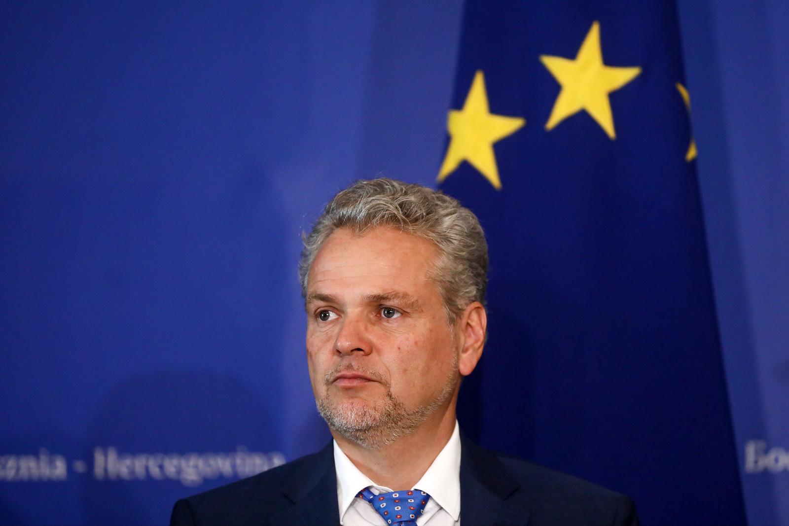 05.07.2021., Sarajevo, Bosna i Hercegovina - Konferencija za medije americkog izaslanika za Zapadni Balkan Matthewa Palmera i izvrsne direktorice za Zapadnu Europu, Zapadni Balkan, Tursku i Veliku Britaniju pri Europskoj sluzbi za vanjske poslove (EEAS) Angeline Eichhorst  nakon sastanka sa interresornom radnom grupom za izmjenu Izbornog zakonodavstva BiH. Johann SattlerrPhoto: Armin Durgut/PIXSELL