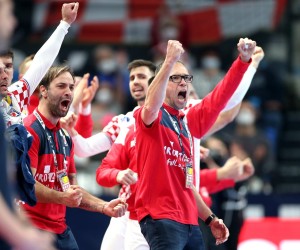 13.01.2022., Pick Arena, Szeged, Madjarska - EHF Europsko prvenstvo, skupina C, 1. kolo,Hrvatska - Francuska. Ivano Balic, izbornik Hrvatske Hrvoje Horvat. Photo: Sanjin Strukic/PIXSELL