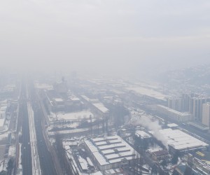 17.01.2022., Sarajevo, Bosna i Hercegovina - Zracna fotografija Sarajeva koji  je zadnjih nekoliko dana medju najzagadjenijim gradovima na svijetu.   Photo: Armin Durgut/PIXSELL