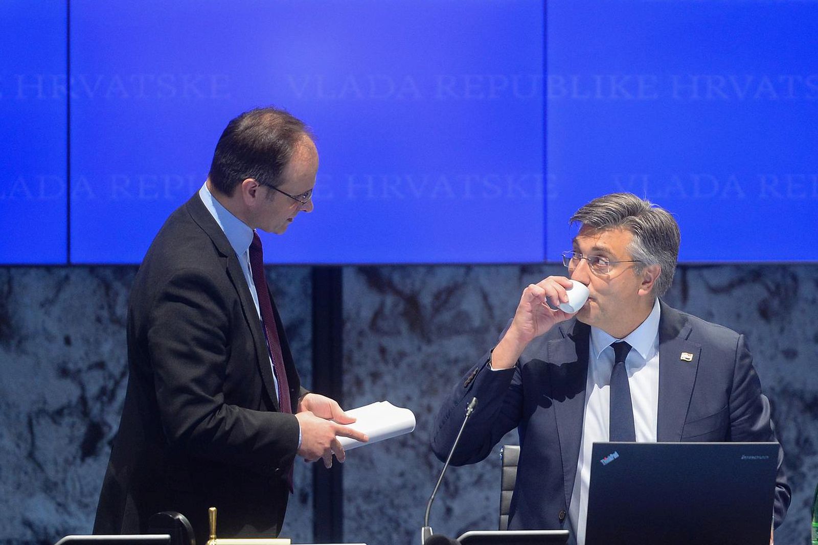 18.06.2020., Zagreb - U Nacionalnoj i seucilisnoj knjiznici odrzana je sjednica Vlade RH. Zvonimir Frka-Petesic, Andrej Plenkovic Photo: Marko Prpic/PIXSELL