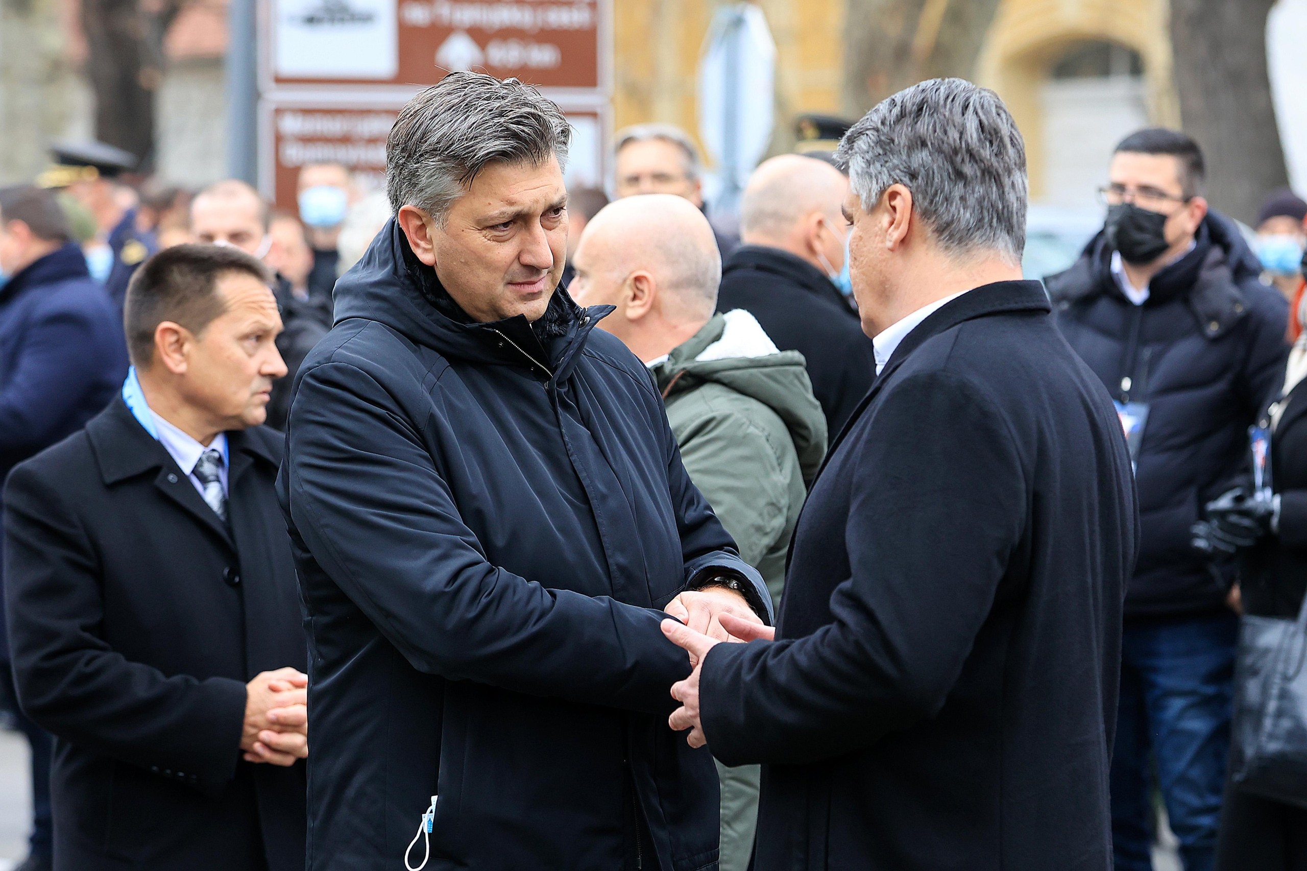 18.11.2021., Vukovar - Obiljezavanje 30. obljetnice vukovarskog stradanja pod nazivom Dan sjecanja na zrtvu Vukovara 1991.- 2021. Zoran Milanovic, Andrej Plenkovic  Photo: Davor Javorovic/PIXSELL