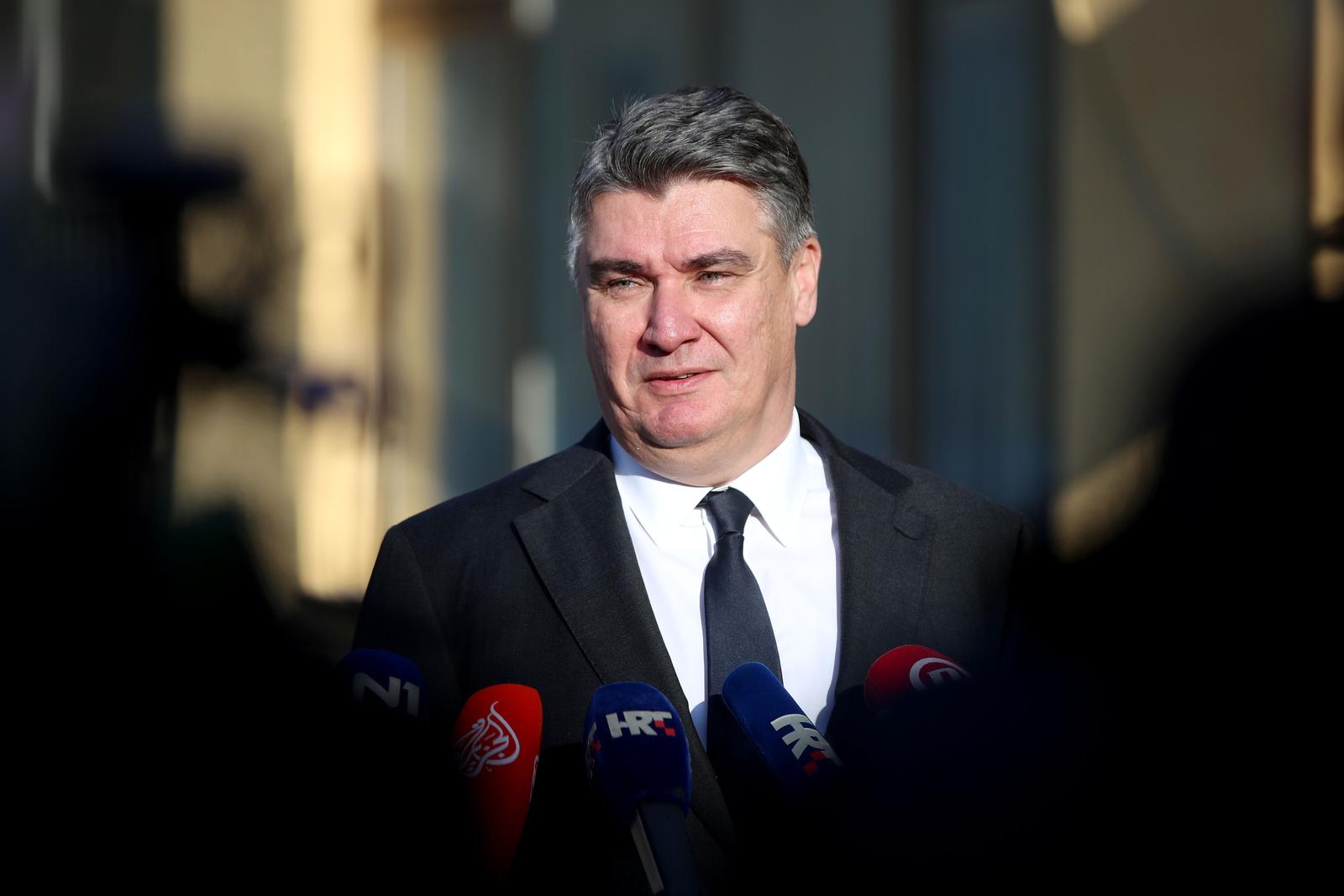 20.12.2021., Zagreb - Izjave za medije predsjednika Republike i vrhovnog zapovjednika Oruzanih snaga Republike Hrvatske, Zorana Milanovica, nakon svecanog obiljezavanja 30. obljetnice HVU-a "Dr. Franjo Tudjman”. Photo: Igor Kralj/PIXSELL