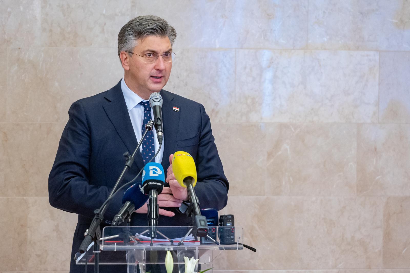 21.01.2022., Pag - Premijer Andrej Plenkovic sudjelovao je na svecanosti dodjele oznake Hrvatski otocni proizvod u Knezevom dvoru.  
Dino Stanin/PIXSELL Photo: Dino Stanin/PIXSELL