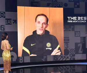 epa09691787 The Best FIFA Men's Coach 2021 award winner Thomas Tuchel speaks with FIFA Chief of Global Football Development Arsene Wenger and presenter Reshmin Chowdhury during the FIFA Best Football Award prior to the Best FIFA Football Awards 2021 in Zurich, Switzerland, 17 January 2022.  EPA/Harold Cunningham / POOL EDITORIAL USE ONLY; NO SALES, NO ARCHIVES