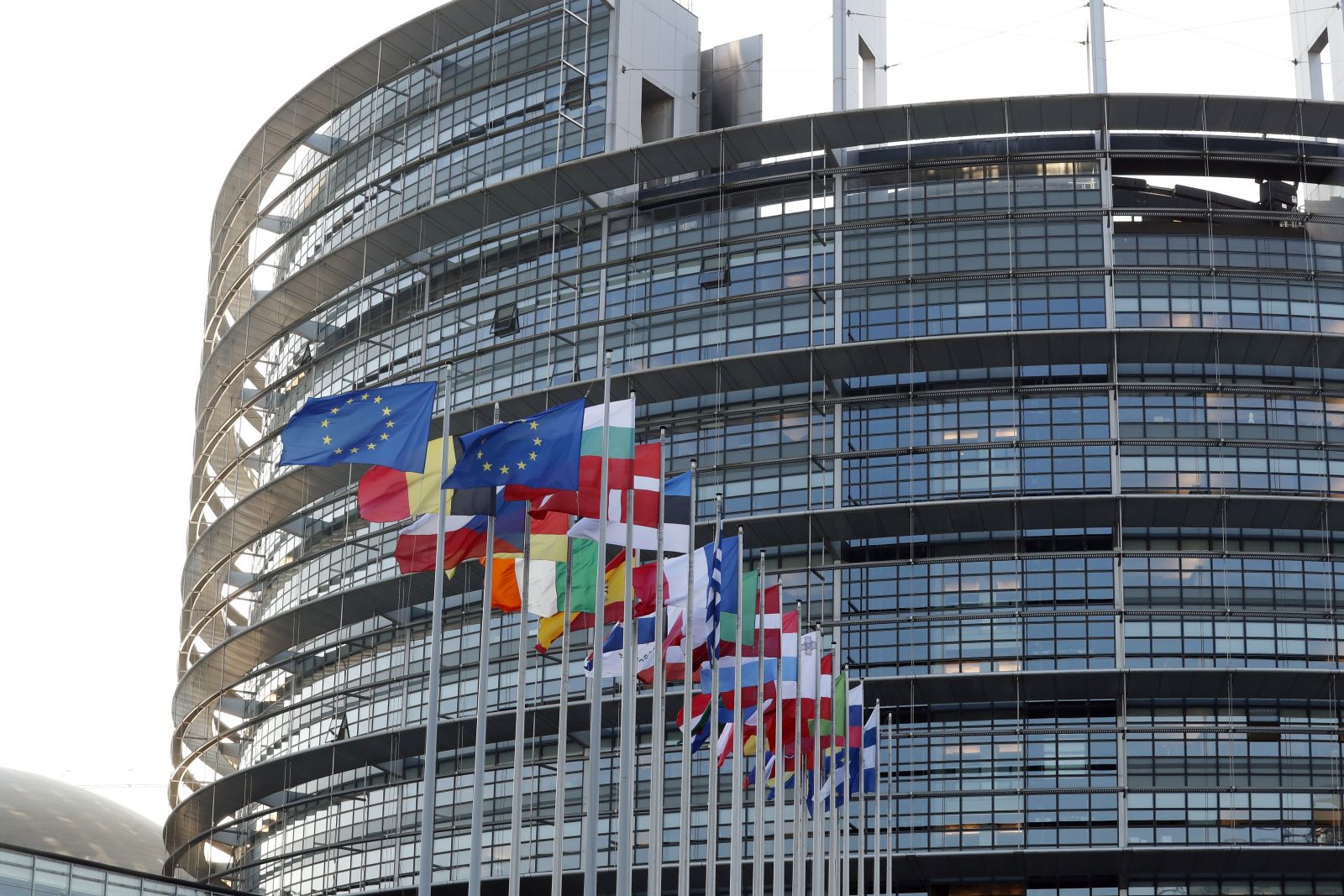 epa09694628 General view of the European Parliament in Strasbourg, France, 19 January 2022. France will chair the European Council from 01 January 2022 to 30 June 2022.  EPA/JULIEN WARNAND