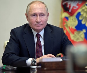 epa09707985 Russian President Vladimir Putin attends a meeting with university students to mark Russian Students Day, via teleconference call, at Novo-Ogaryovo state residence, outside Moscow, Russia, 25 January 2022.  EPA/ALEXEI NIKOLSKY/KREMLIN POOL/SPUTNIK / POOL MANDATORY CREDIT