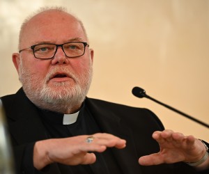 epa09712008 Cardinal Reinhard Marx speaks during a press conference of the Munich and Freising diocese in Munich, Germany, 27 January 2022. An independent report investigating sexual abuse of minors through clerics and employees of the diocese during the past decades was released on 20 January.  EPA/PHILIPP GUELLAND / POOL