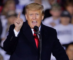 epa09717405 Former US president Donald Trump speaks at a Save America Rally, held outdoors at the Montgomery County Fairgrounds in Conroe, Texas, USA, 29 January 2022. Trump has been holding rallies at various locations as mid-term election races heat up.  EPA/MICHAEL WYKE