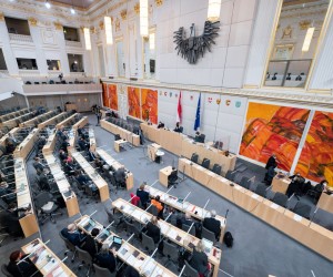 epa09724410 General view during a session of the Austrian Federal Council at the temporary parliament building at the Hofburg Palace in Vienna, Austria, 03 February 2022. The agenda includes Austria's vaccination law, making Covid-19 vaccination mandatory for people over the age of 18.  EPA/DANIEL NOVOTNY