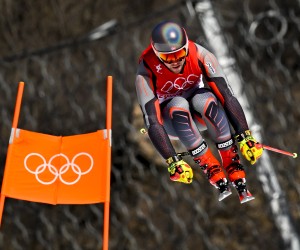 epa09724222 Aleksander Aamodt Kilde in action during the Men's Downhill Training at the Yanqing National Alpine Skiing Centre for the Beijing 2022 Olympic Winter Games in Beijing, China, 03 February 2022.  EPA/JEAN-CHRISTOPHE BOTT