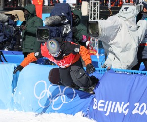 epa09731666 Rene Rinnekangas of Finland in action during the Men's Snowboard Slopestyle qualification at the Zhangjiakou Genting Snow Park at the Beijing 2022 Olympic Games, Zhangjiakou, China, 06 February 2022.  EPA/Diego Azubel